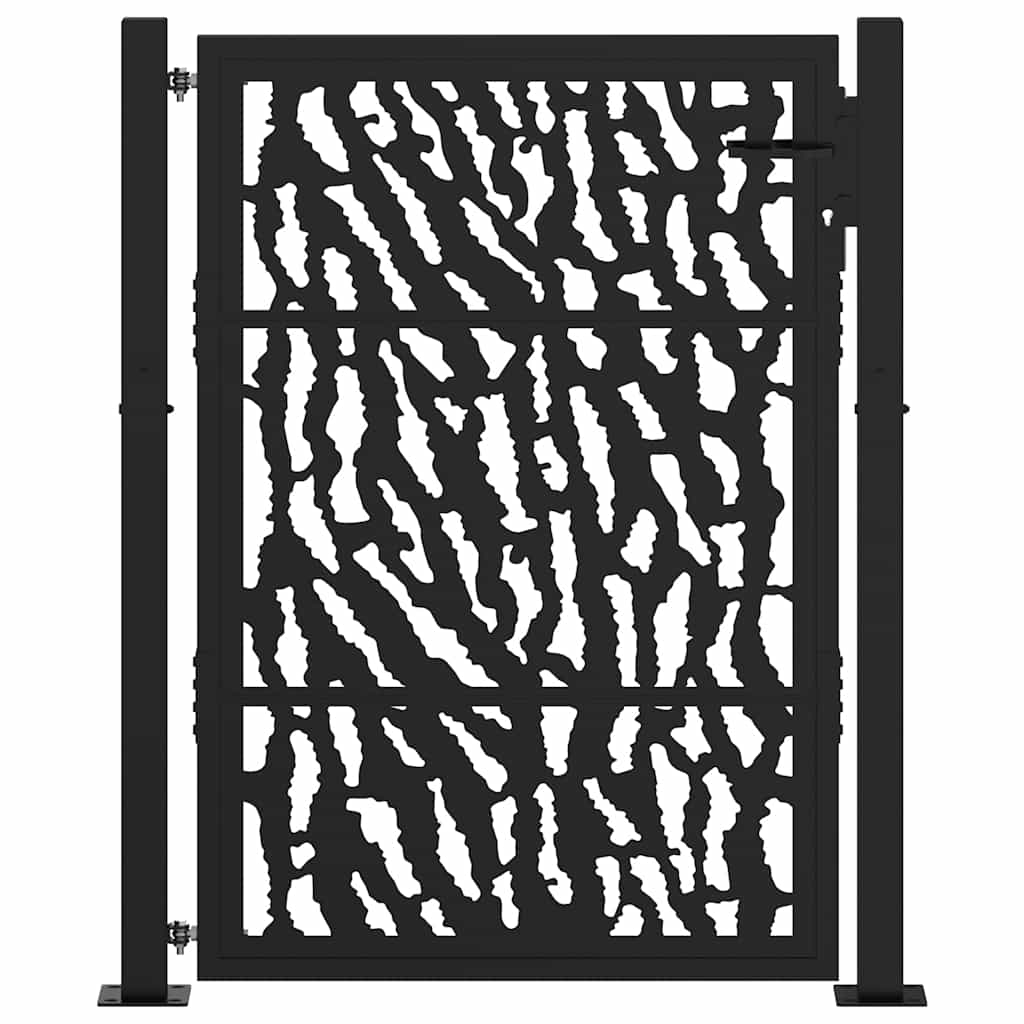 Vrtna vrata crna 100x125 cm dizajn s čeličnim tragovima