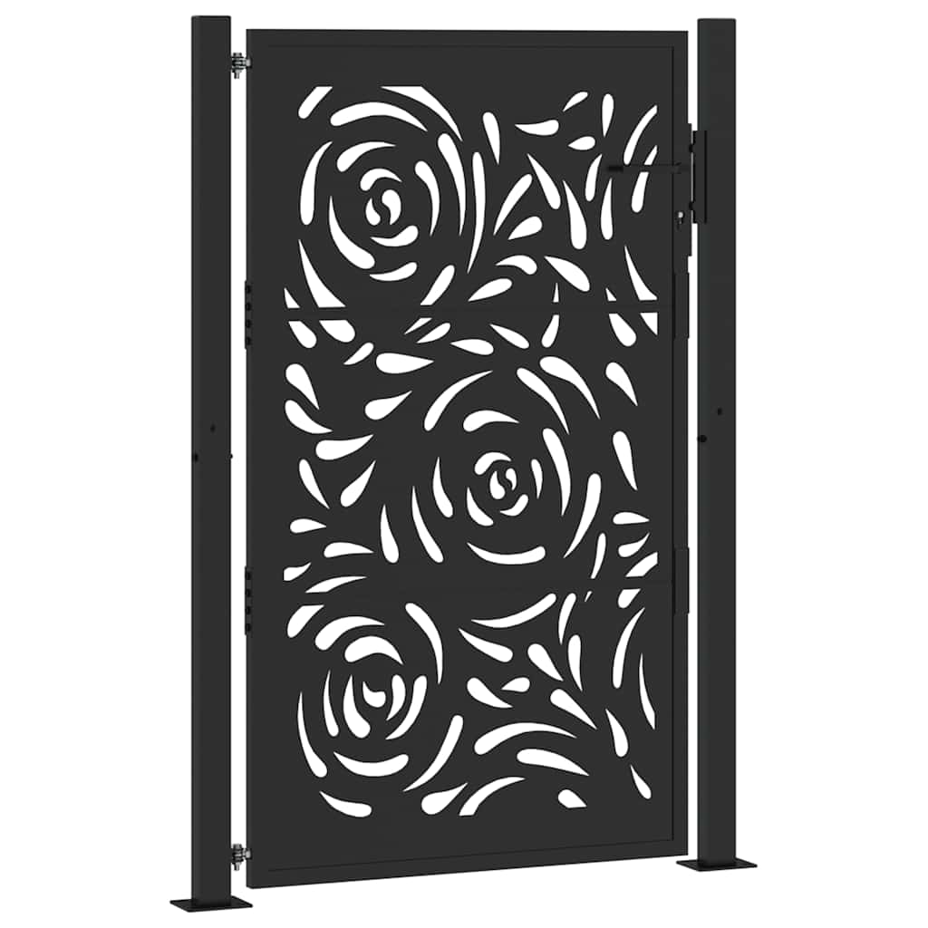 Vrtna vrata crna 100x150 cm čelična dizajn plamena