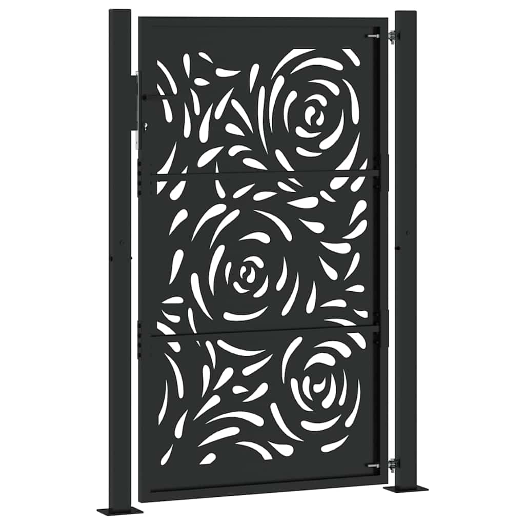 Vrtna vrata crna 100x150 cm čelična dizajn plamena