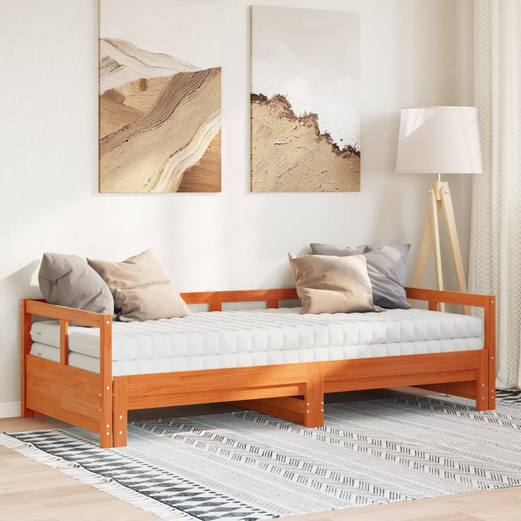Dnevni krevet na razvlačenje s madracima 80x200 cm od borovine