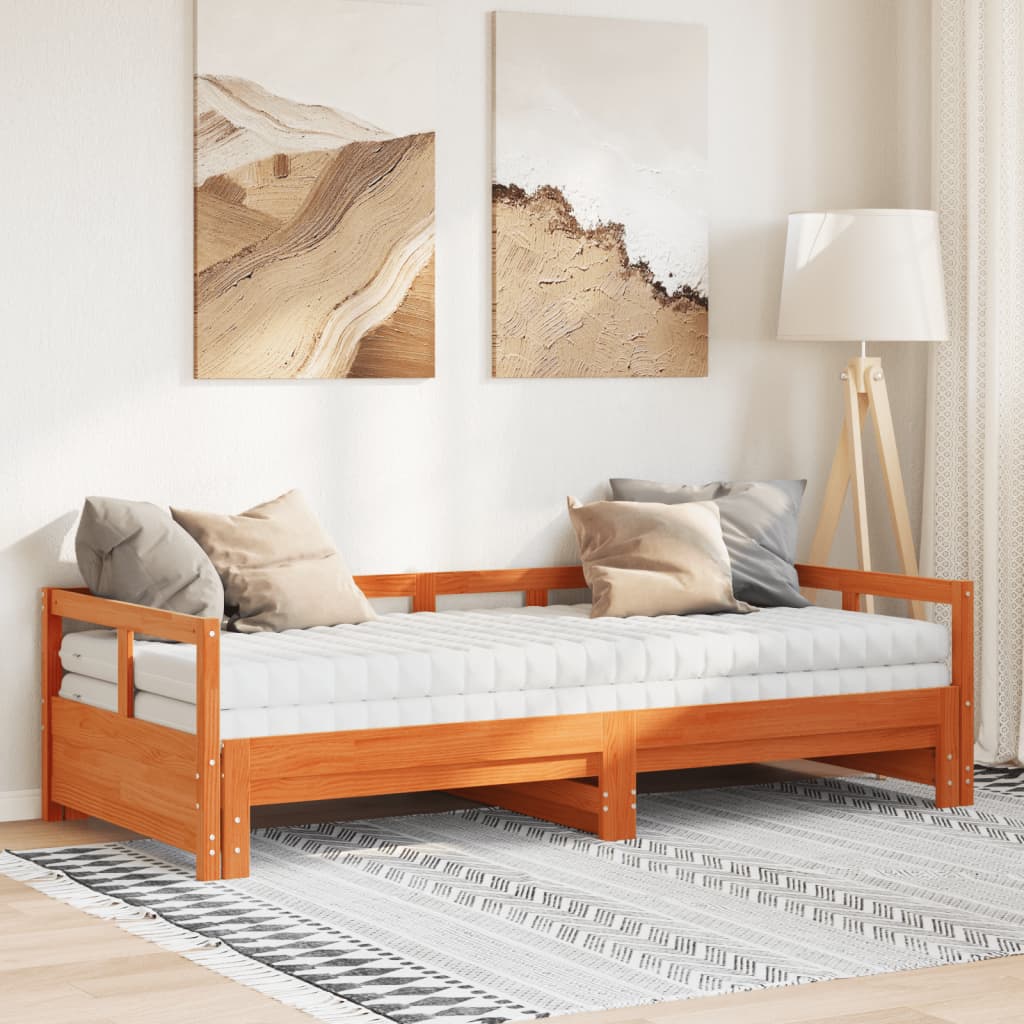 Dnevni krevet na razvlačenje s madracima 90x190 cm od borovine