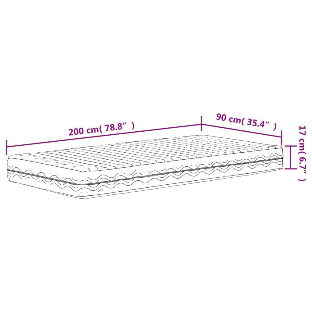 Dnevni krevet s madracem bijeli 90 x 200 cm masivna borovina