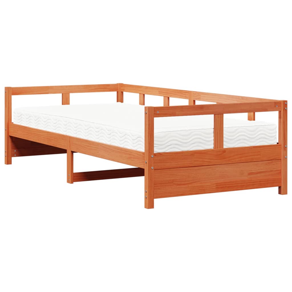 Dnevni krevet s madracem voštano smeđi 90x200 cm od borovine