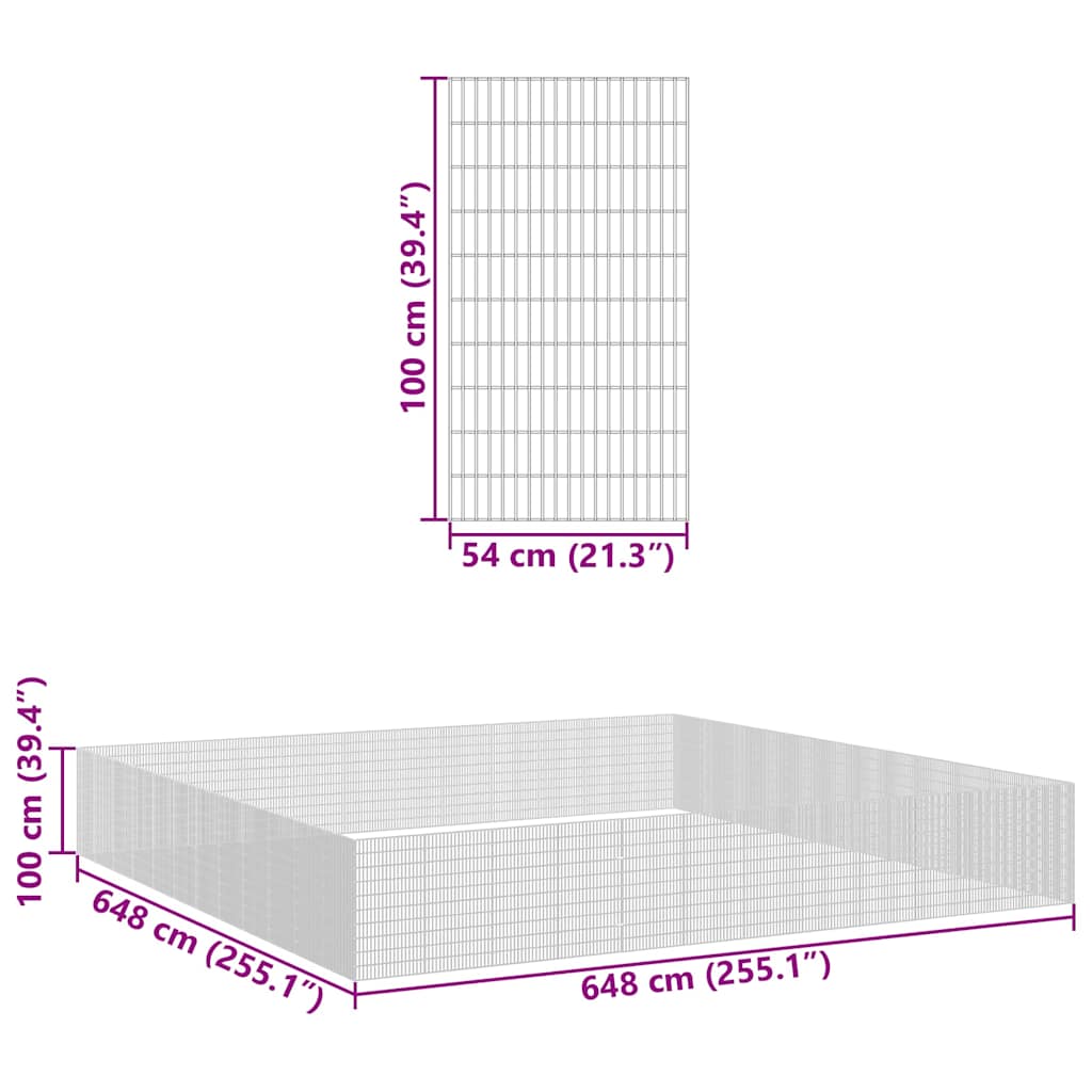 Ograda za životinje s 48 ploča 54 x 100cm od pocinčanog željeza