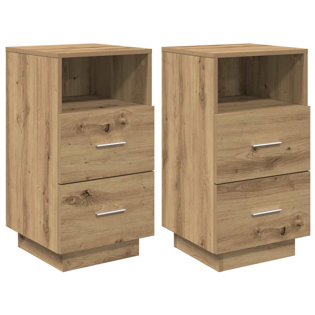 Noćni ormarići 2 kom s 2 ladice artisan hrast 36x36x68 cm