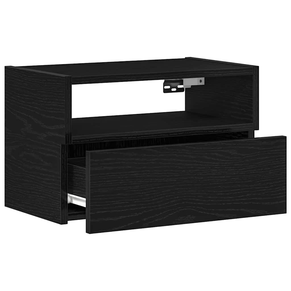 Zidni noćni ormarić crni 45x26x28,5 cm