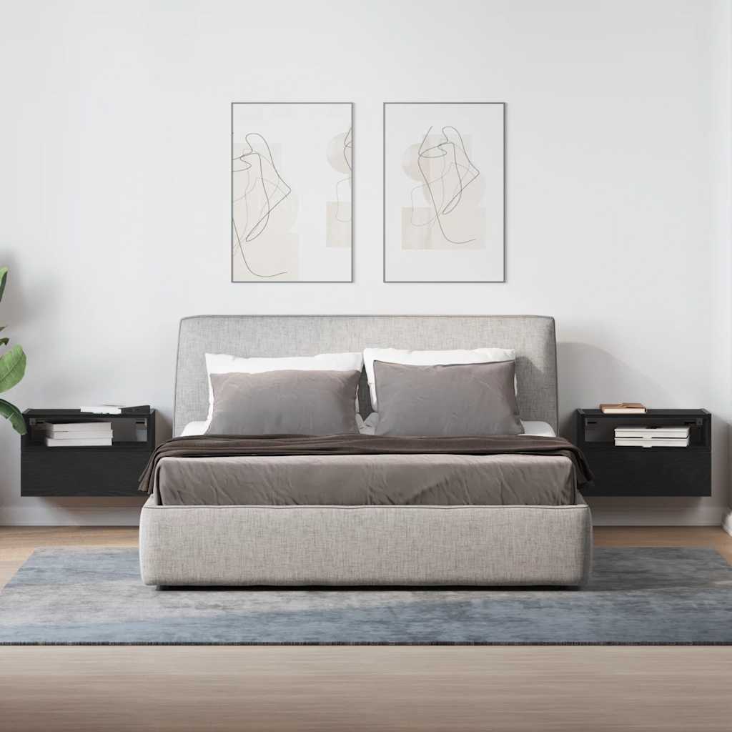 Zidni noćni ormarići 2 kom crni 45x26x28,5 cm