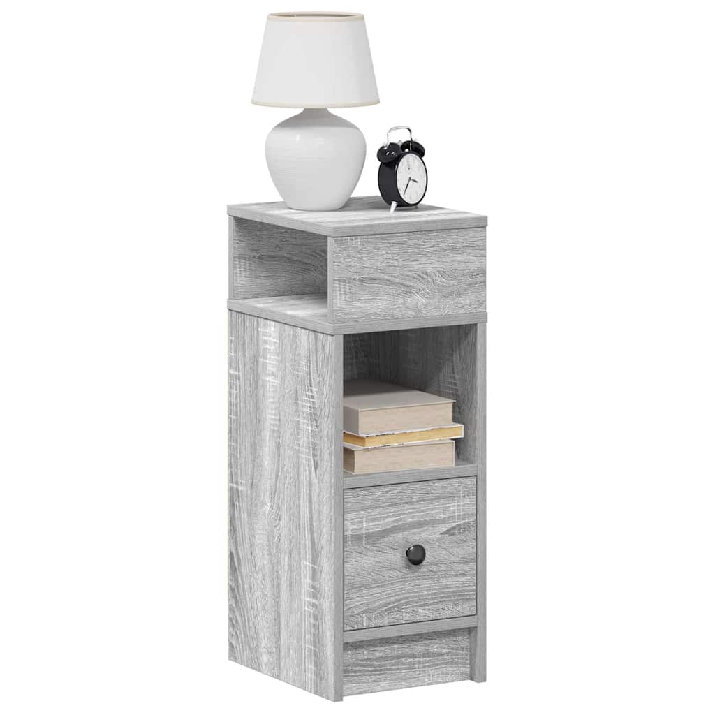 Noćni ormarić s ladicom sivi Sonoma 25x31x66 cm