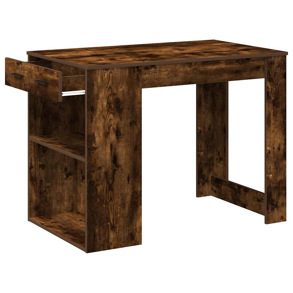 Radni stol s ladicom i policom dimljeni hrast 102x62x77,5 cm