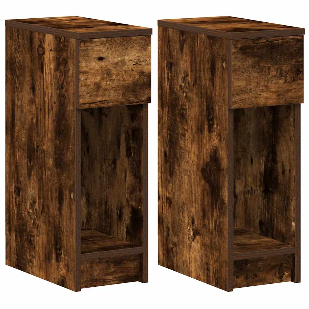 Noćni ormarići s ladicom 2 kom dimljeni hrast 20x36x60 cm