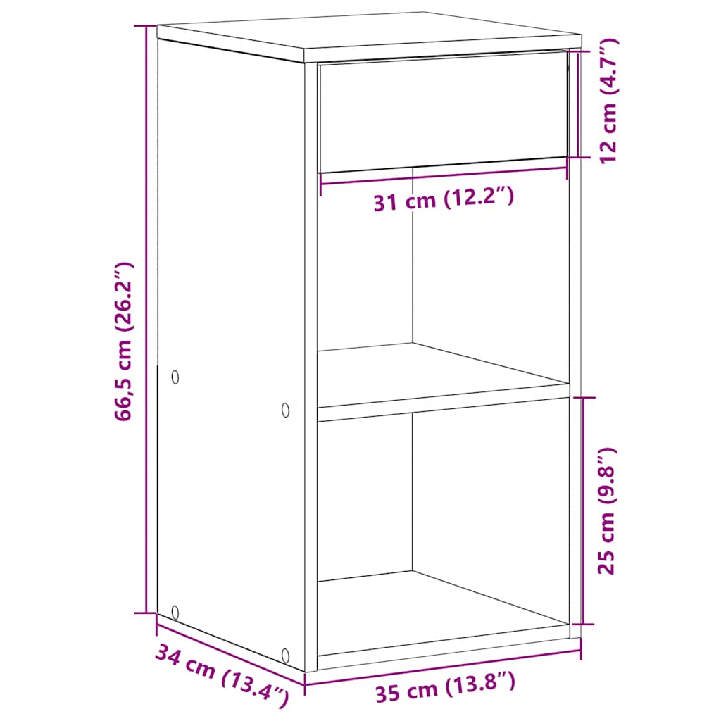 Noćni ormarići s ladicom 2 kom staro drvo 35x34x66,5 cm