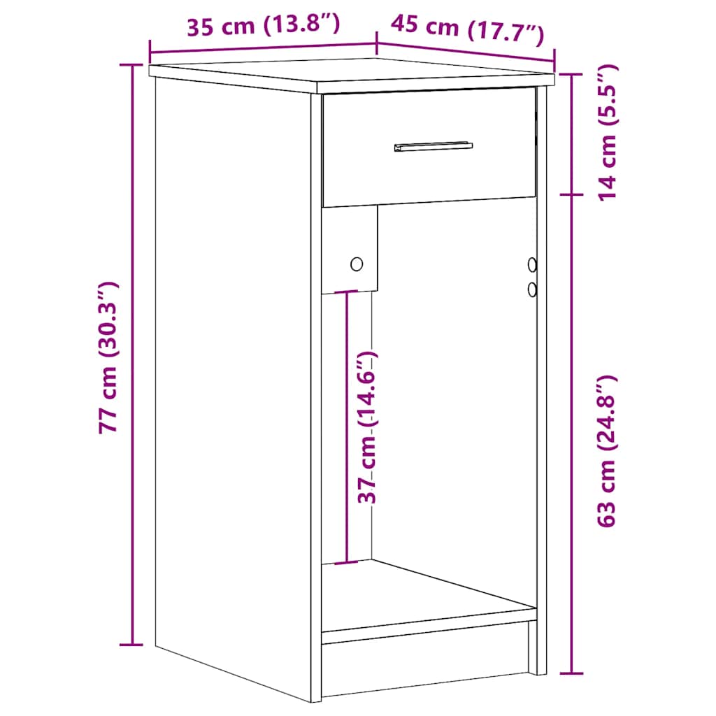 Tower stalak za računalo s ladicom boja hrasta 35x45x77 cm
