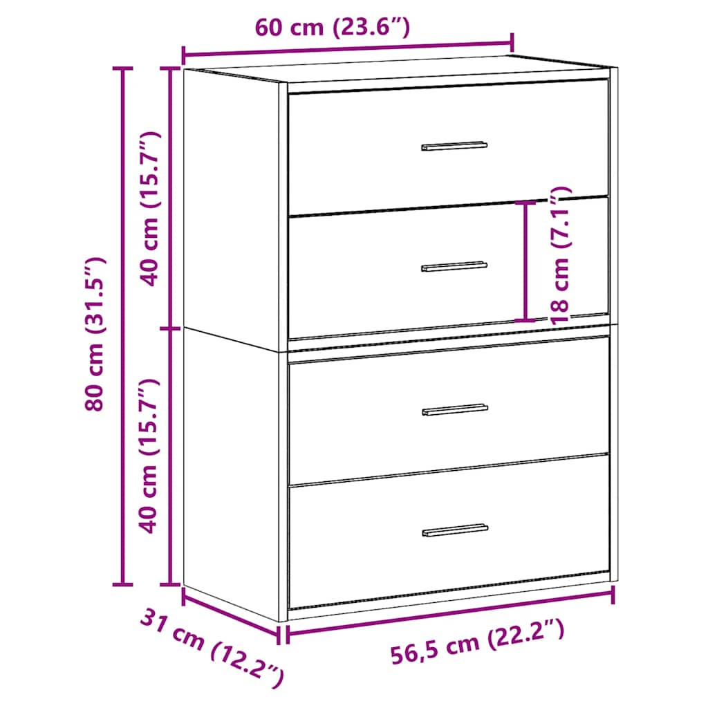 Ormari s 2 ladice 2 kom bijeli 60x31x40 cm konstruirano drvo