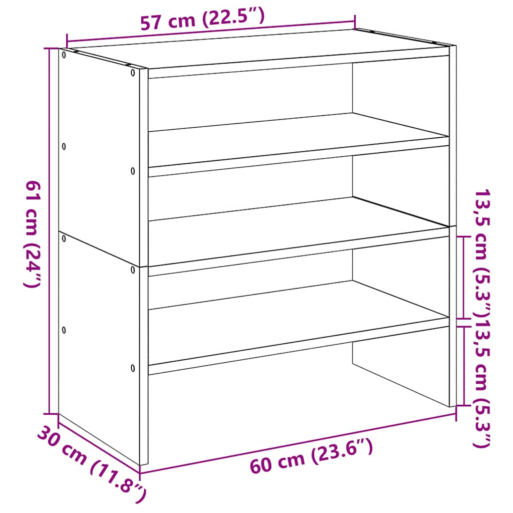Stalci za cipele 2 kom koji se mogu složiti bijeli 60x30x30,5cm