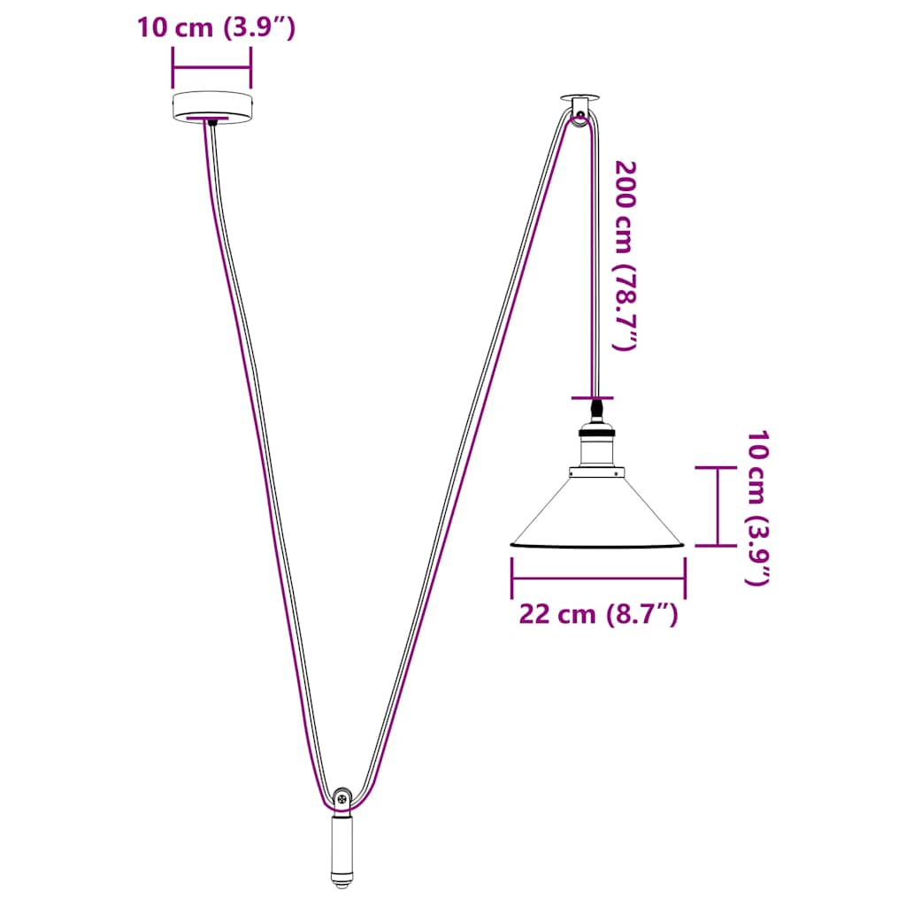 Visilica podesiva po visini E27 sjajno žuta Ø 22 cm metal