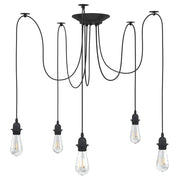 Visilica s 5 grla E27 crni metal