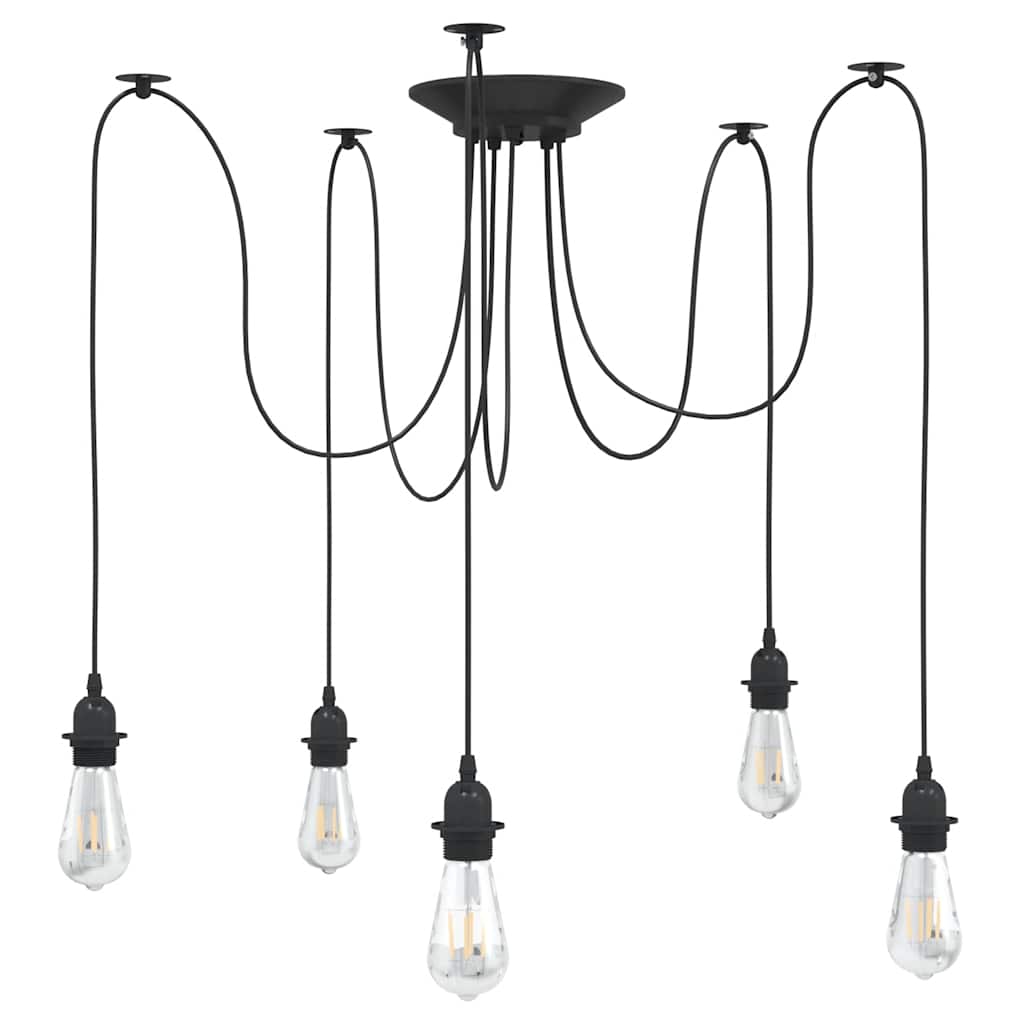 Visilica s 5 grla E27 crni metal