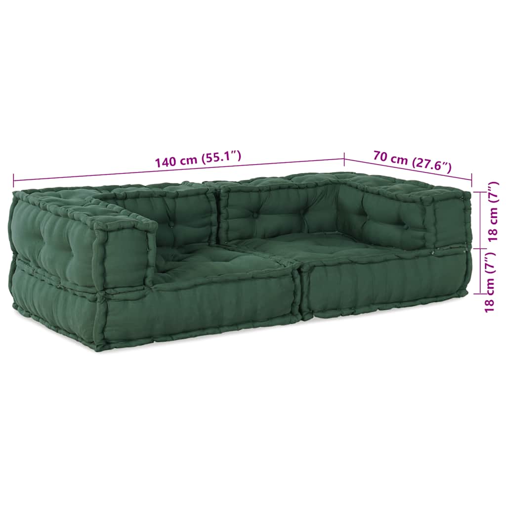 Modularna sofa s 2 sjedišta, zelena, 140x70x36, tkanina