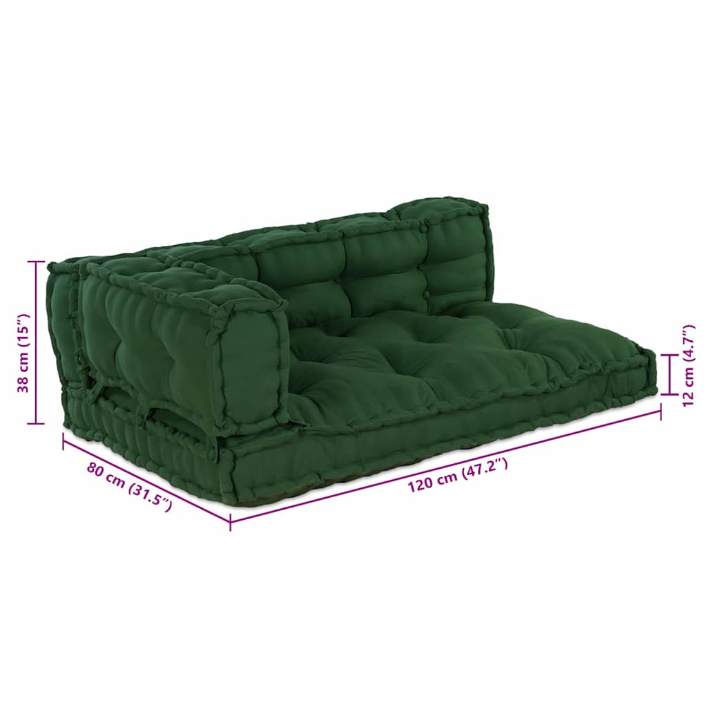 Jastučić za paletni kauč 3 pcs Zelena 120 x 80 x 38 cm Tkanina