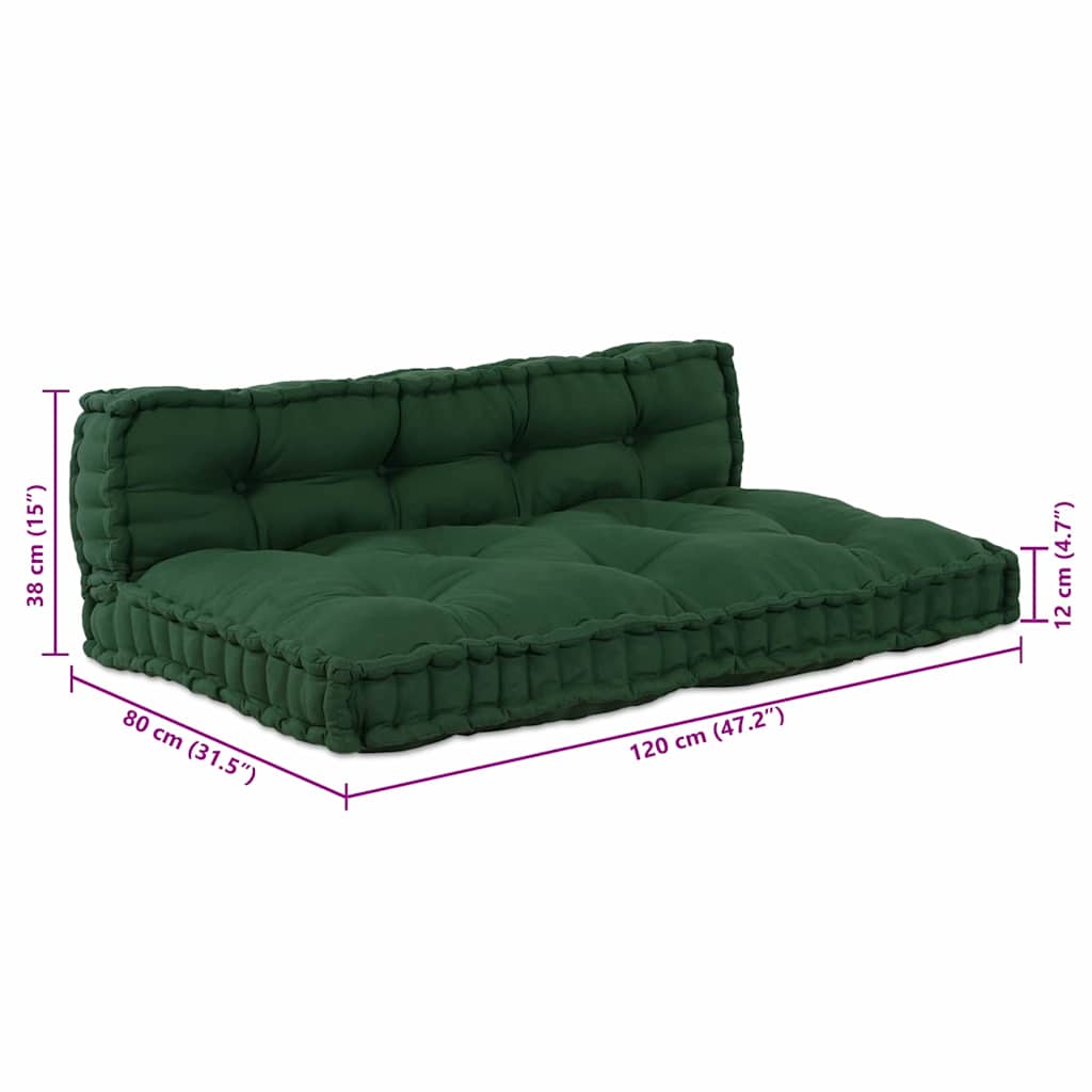 Jastučić za paletni kauč 2 pcs Zelena 120 x 80 x 38 cm Tkanina