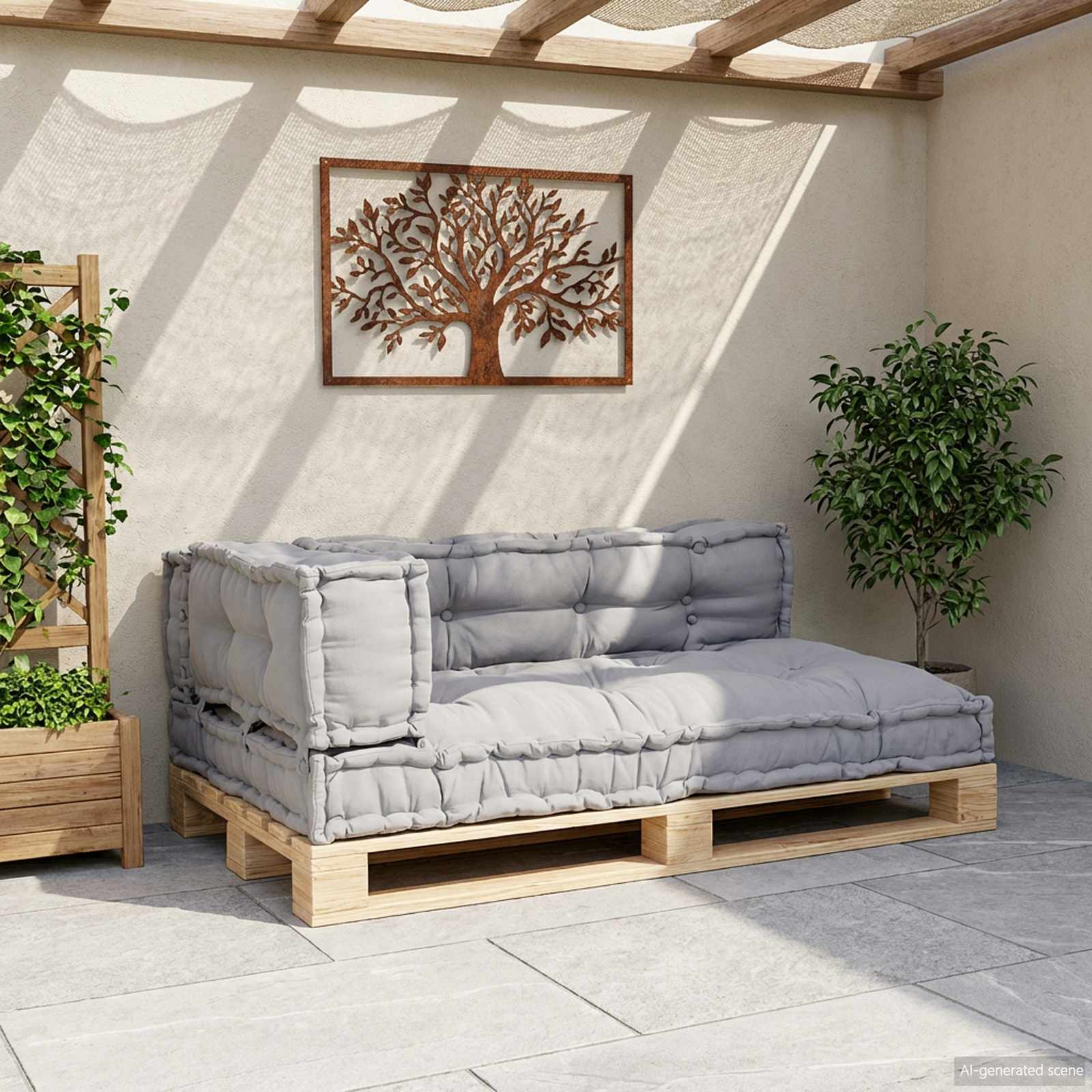 Jastučić za paletni kauč 3 pcs Siva 120 x 80 x 38 cm Tkanina