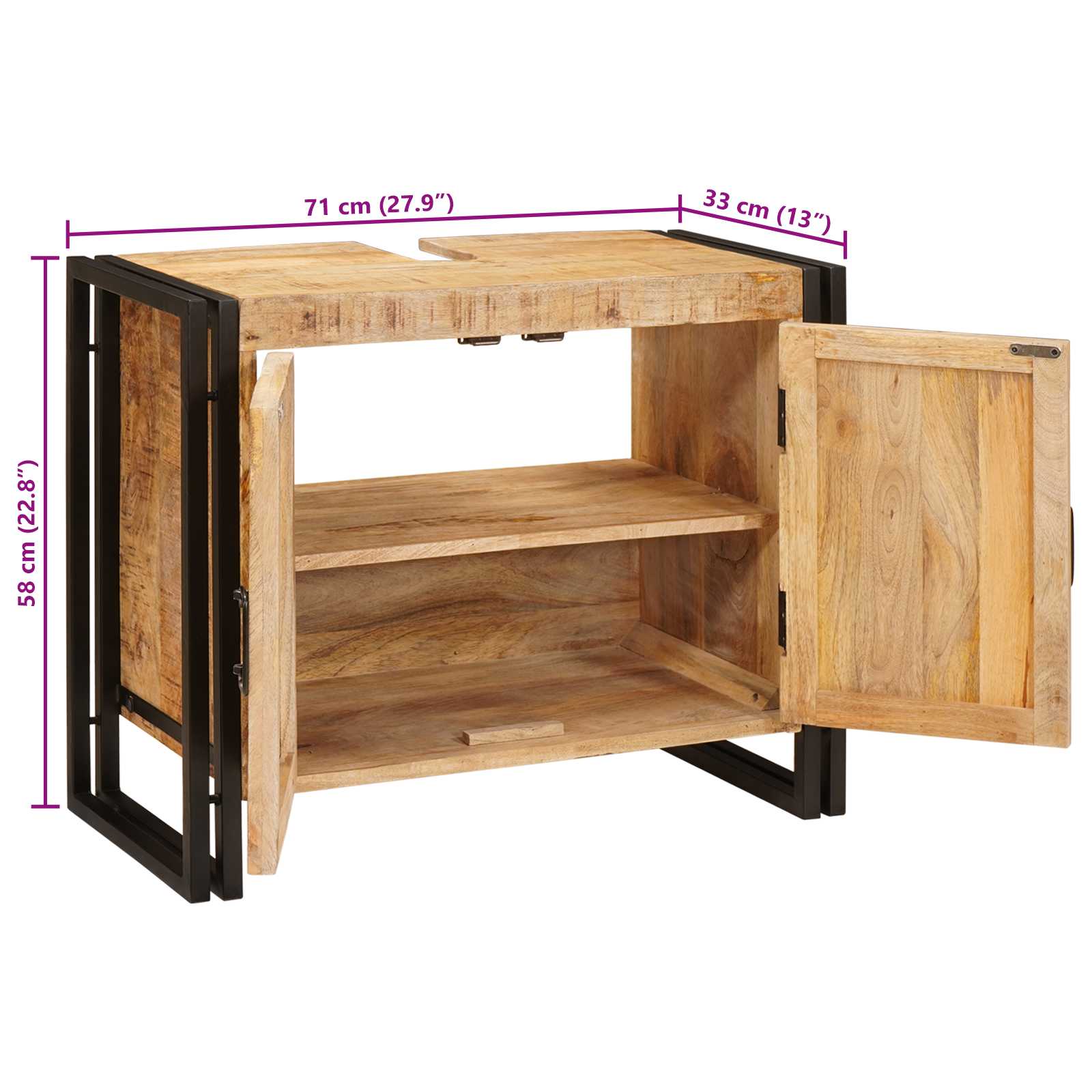 Ormarić za umivaonik Smeđa 71 x 33 x 58 cm Čvrsto drvo manga