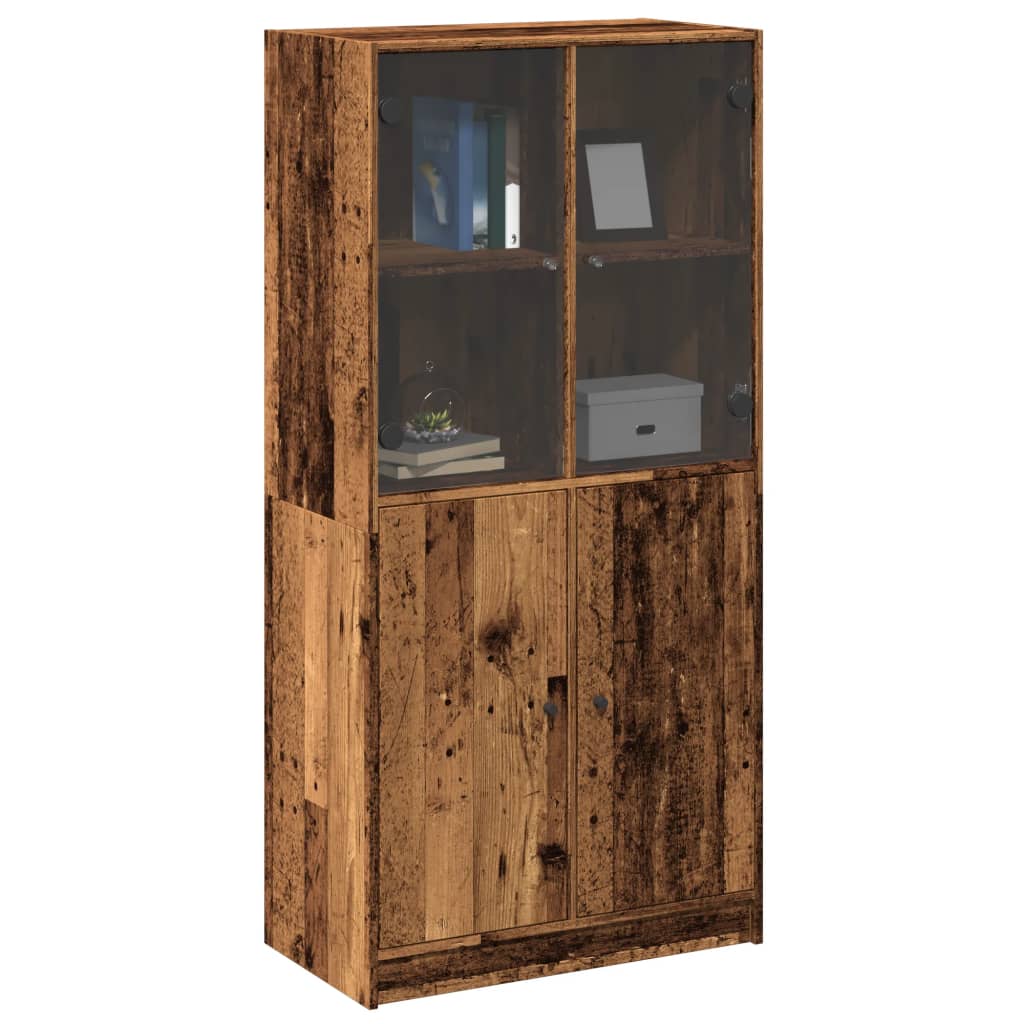 Visoka komoda s vratima boja drva 68x37x142cm konstruirano drvo