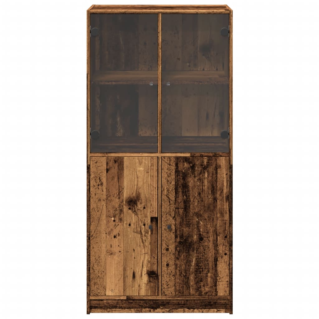 Visoka komoda s vratima boja drva 68x37x142cm konstruirano drvo