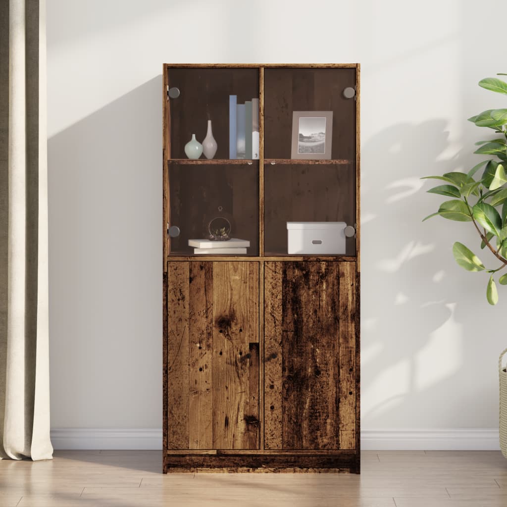Visoka komoda s vratima boja drva 68x37x142cm konstruirano drvo