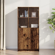 Visoka komoda s vratima boja drva 68x37x142cm konstruirano drvo