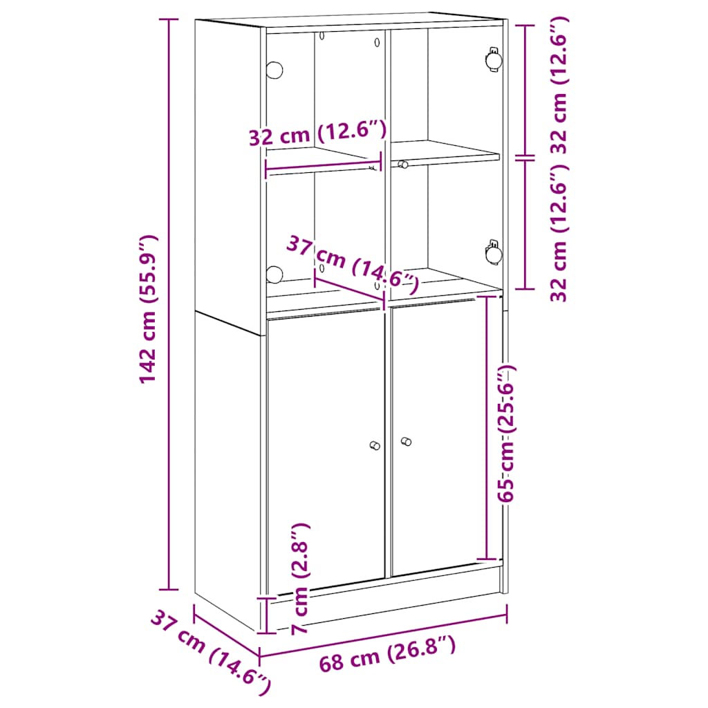 Visoka komoda s vratima 68x37x142 cm konstruirano drvo