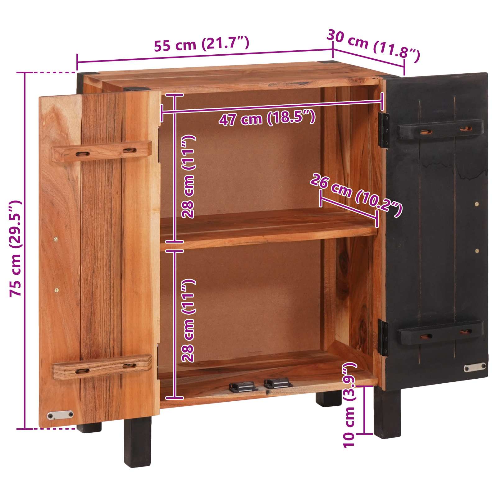 Kreveta 3 pcs Smeđa 55 x 30 x 75 cm Čvrsto drvo akacije