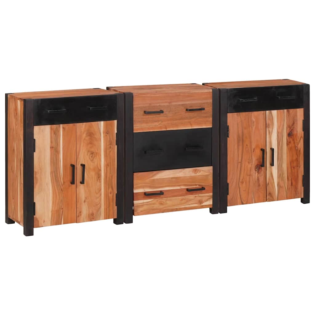 Kreveta 3 pcs Smeđa 165 x 30 x 75 cm Čvrsto drvo akacije