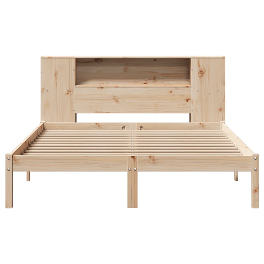 Krevet s regalom za knjige bez madraca 135x190 cm od borovine