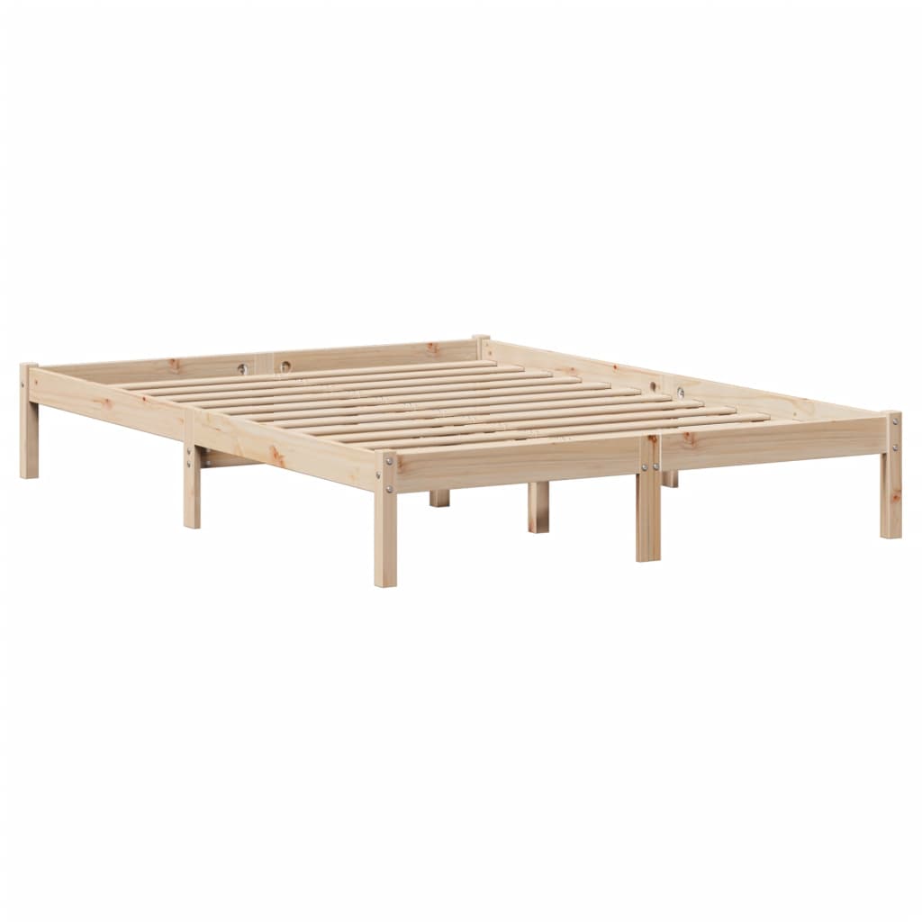 Krevet s regalom za knjige bez madraca 135x190 cm od borovine