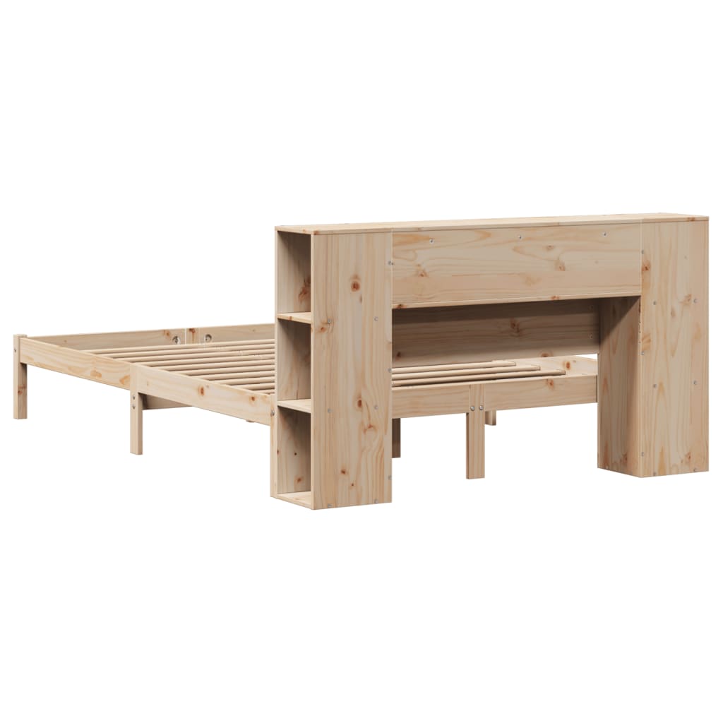 Krevet s regalom za knjige bez madraca 135x190 cm od borovine