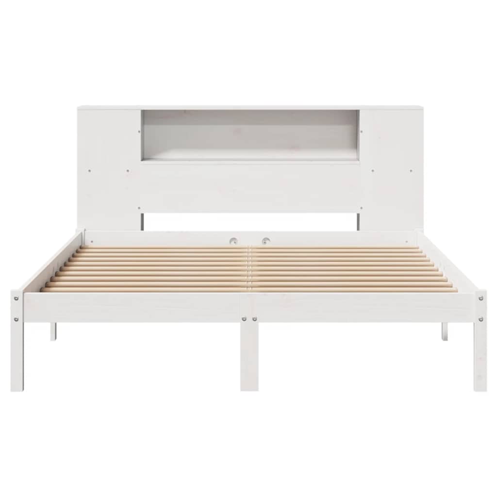 Krevet s regalom z knjige bez madraca bijeli 135x190cm borovina