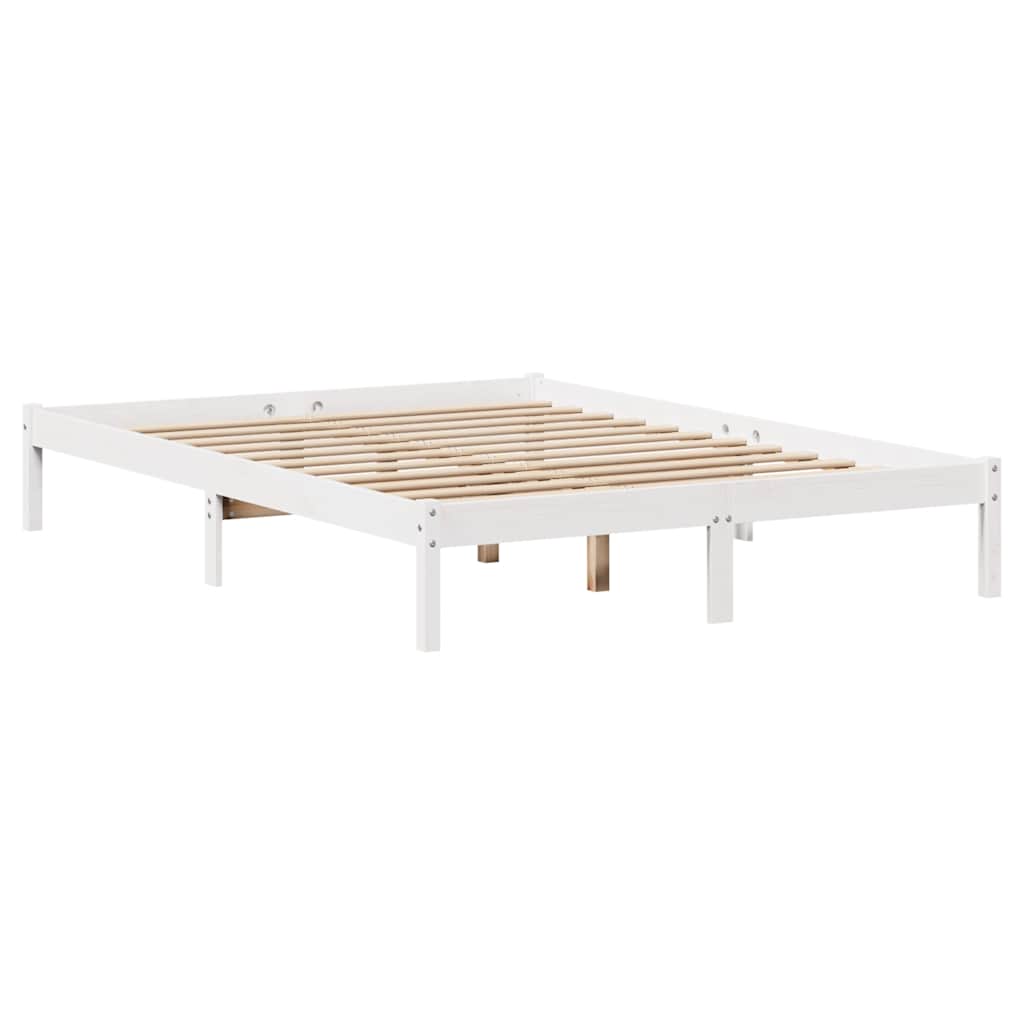 Krevet s regalom z knjige bez madraca bijeli 135x190cm borovina