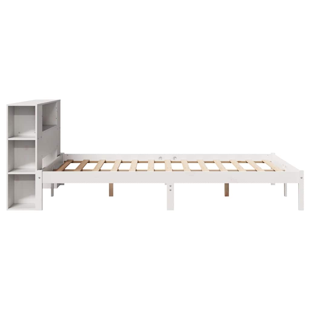 Krevet s regalom z knjige bez madraca bijeli 135x190cm borovina