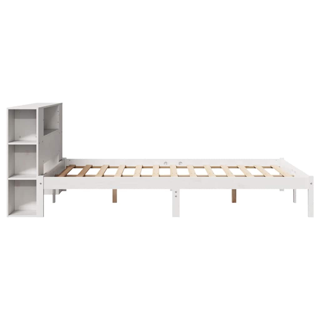 Krevet s regalom z knjige bez madraca bijeli 120x200cm borovina