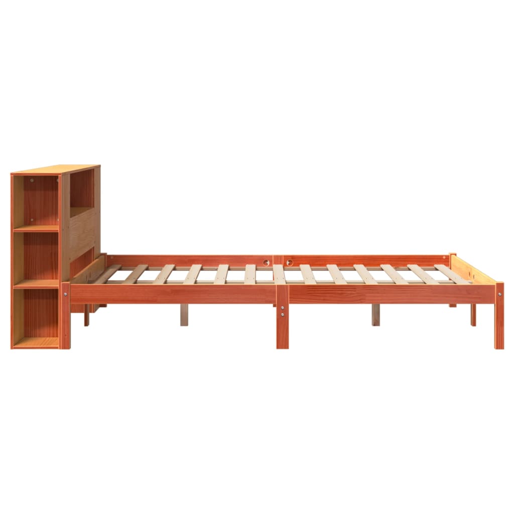 Krevet s regalom za knjige bez madraca 135 x 190 cm od borovine