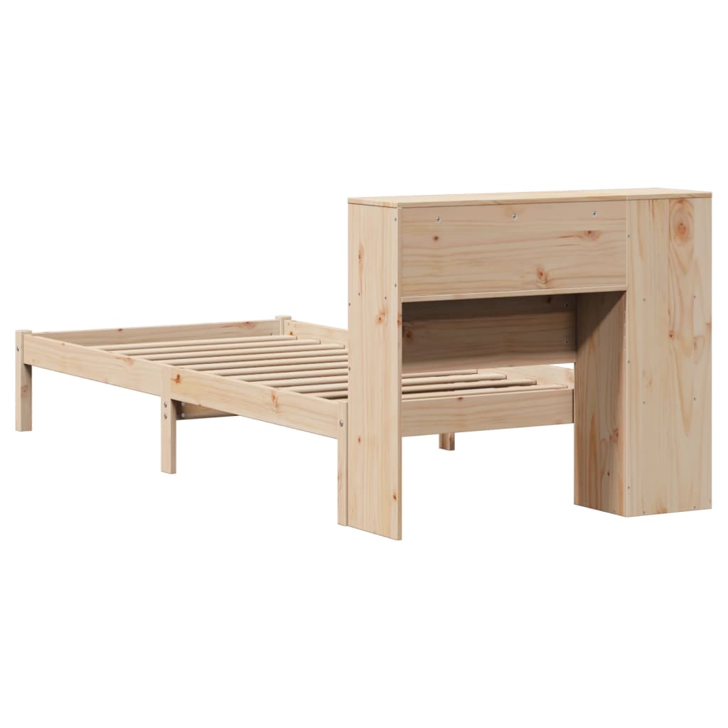 Krevet s regalom za knjige bez madraca 75x190 cm borovina
