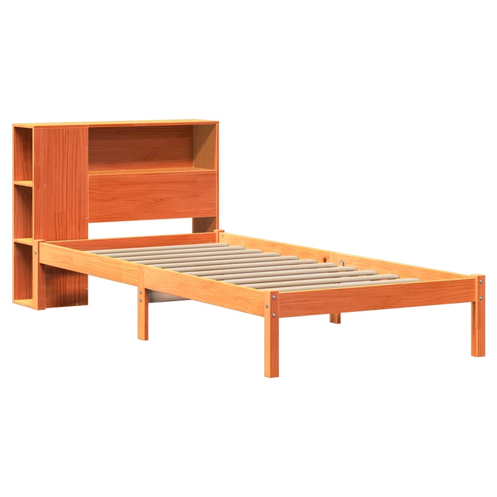 Krevet s regalom za knjige bez madraca 100 x 200 cm od borovine