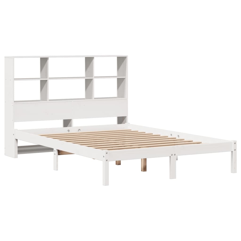 Krevet s regalom z knjige bez madraca bijeli 140x190cm borovina