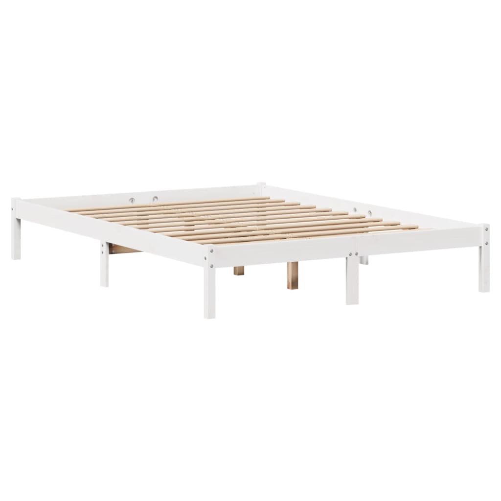 Krevet s regalom z knjige bez madraca bijeli 140x190cm borovina