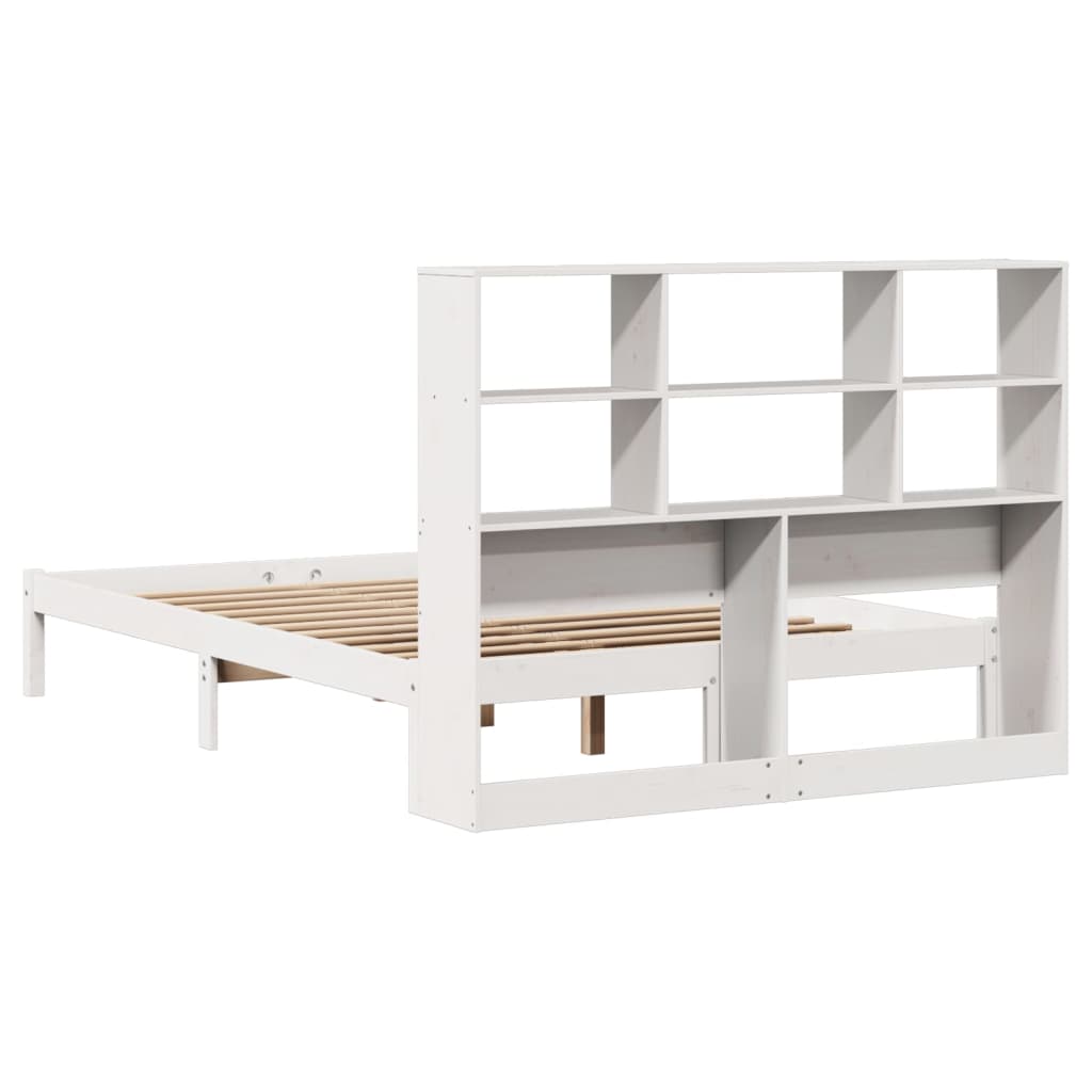 Krevet s regalom z knjige bez madraca bijeli 160x200cm borovina
