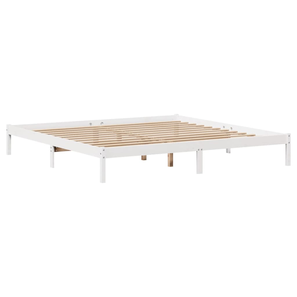 Krevet s regalom z knjige bez madraca bijeli 180x200cm borovina