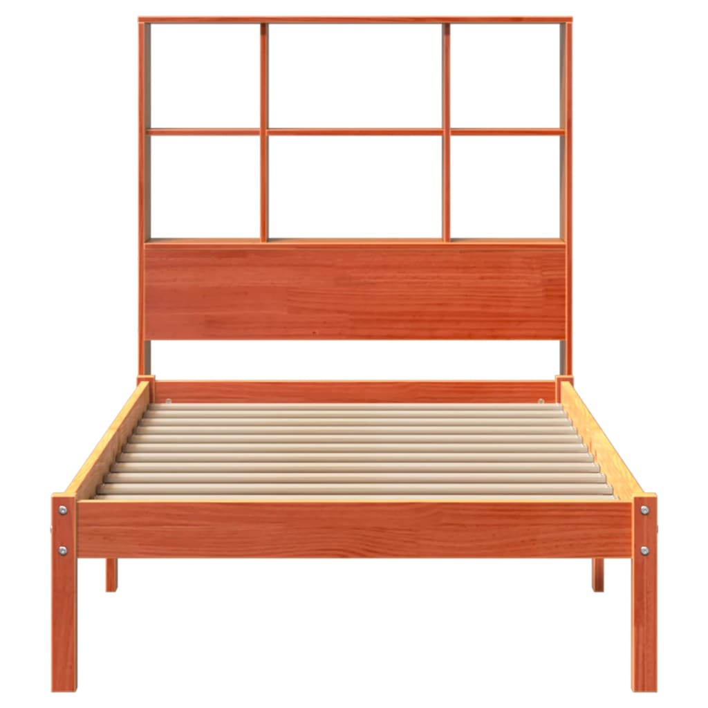 Krevet s regalom za knjige bez madraca 75 x 190 cm od borovine