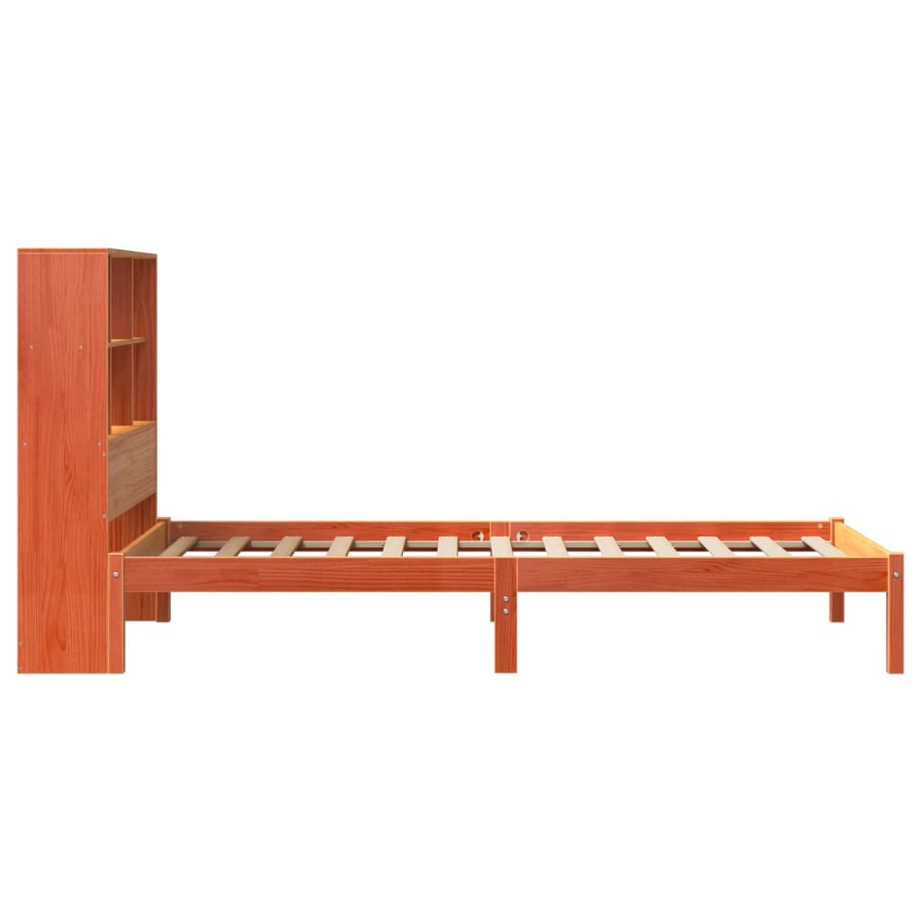 Krevet s regalom za knjige bez madraca 75 x 190 cm od borovine