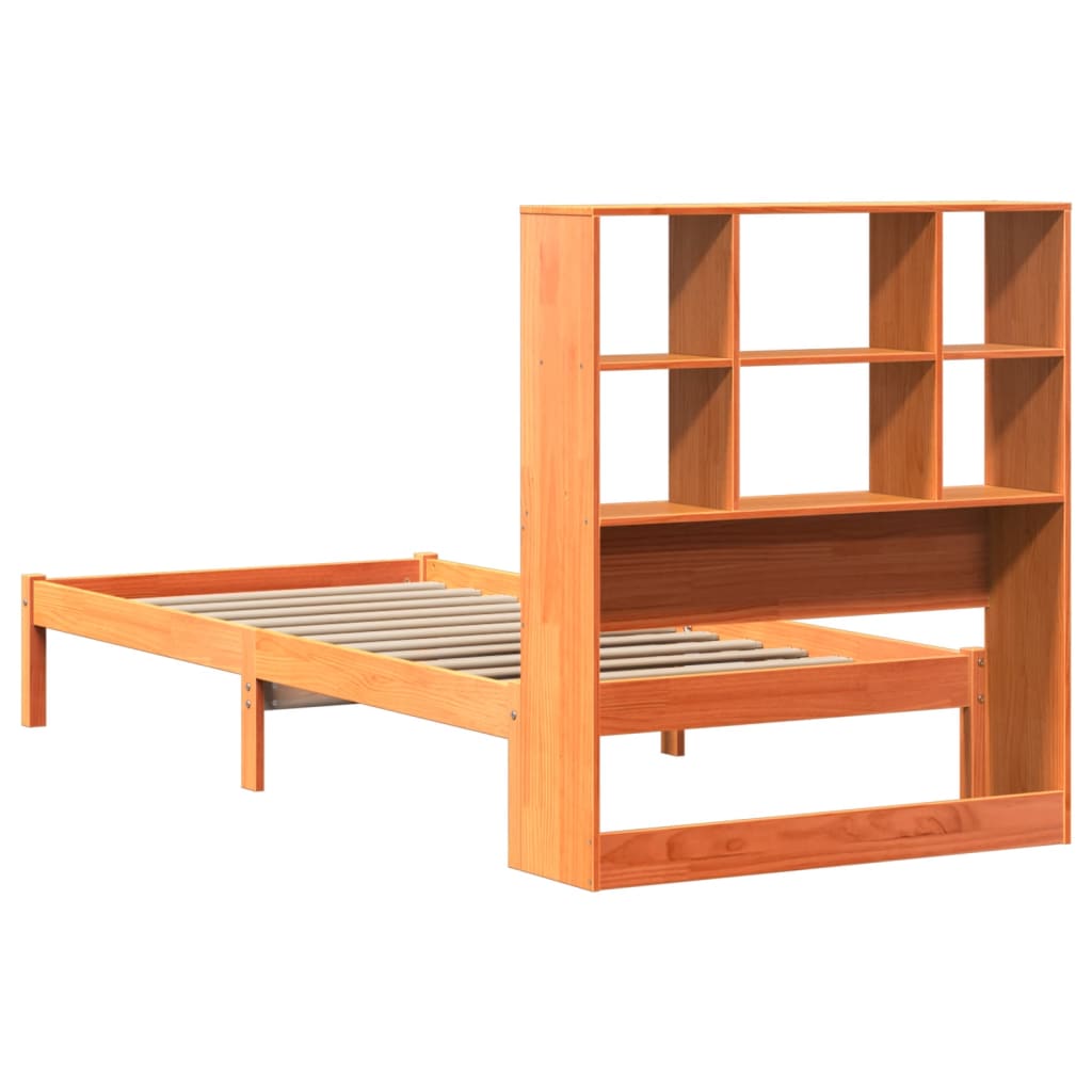 Krevet s regalom za knjige bez madraca 75 x 190 cm od borovine